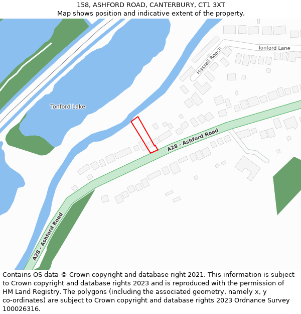 158, ASHFORD ROAD, CANTERBURY, CT1 3XT: Location map and indicative extent of plot