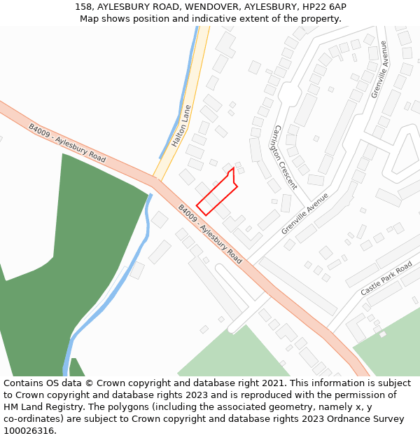 158, AYLESBURY ROAD, WENDOVER, AYLESBURY, HP22 6AP: Location map and indicative extent of plot