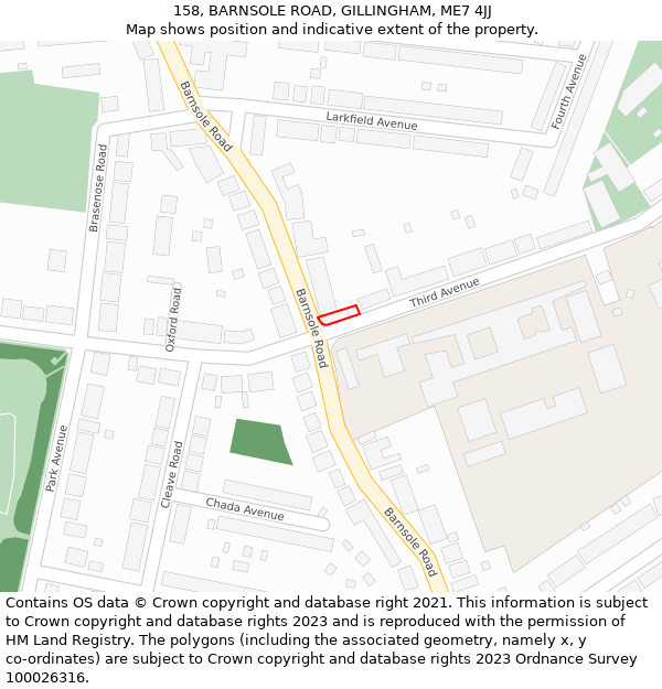 158, BARNSOLE ROAD, GILLINGHAM, ME7 4JJ: Location map and indicative extent of plot