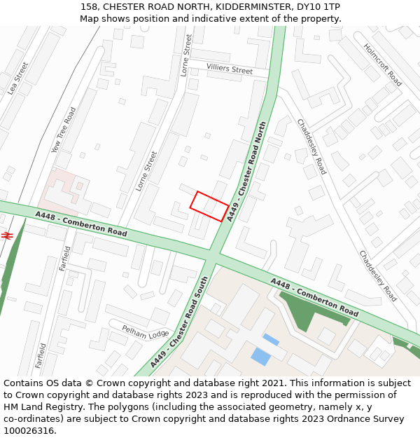 158, CHESTER ROAD NORTH, KIDDERMINSTER, DY10 1TP: Location map and indicative extent of plot