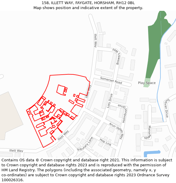 158, ILLETT WAY, FAYGATE, HORSHAM, RH12 0BL: Location map and indicative extent of plot