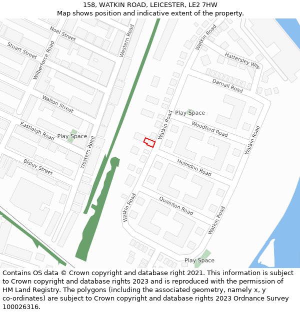 158, WATKIN ROAD, LEICESTER, LE2 7HW: Location map and indicative extent of plot