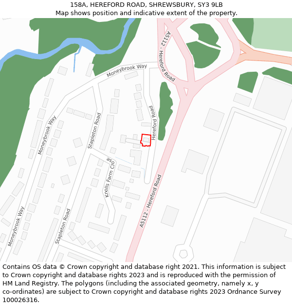 158A, HEREFORD ROAD, SHREWSBURY, SY3 9LB: Location map and indicative extent of plot