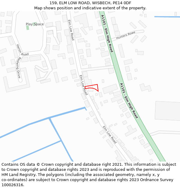 159, ELM LOW ROAD, WISBECH, PE14 0DF: Location map and indicative extent of plot