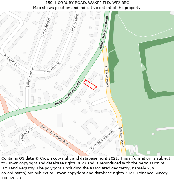 159, HORBURY ROAD, WAKEFIELD, WF2 8BG: Location map and indicative extent of plot