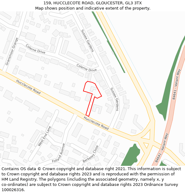 159, HUCCLECOTE ROAD, GLOUCESTER, GL3 3TX: Location map and indicative extent of plot
