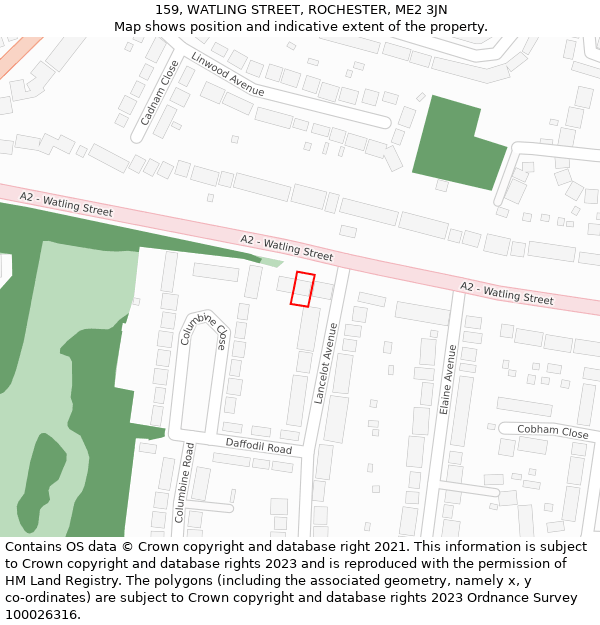 159, WATLING STREET, ROCHESTER, ME2 3JN: Location map and indicative extent of plot