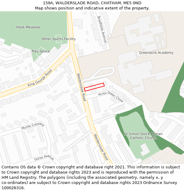 159A, WALDERSLADE ROAD, CHATHAM, ME5 0ND: Location map and indicative extent of plot