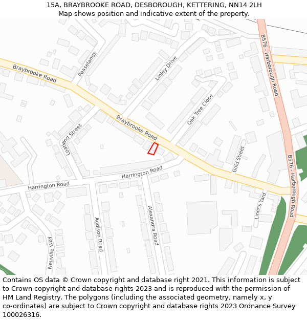 15A, BRAYBROOKE ROAD, DESBOROUGH, KETTERING, NN14 2LH: Location map and indicative extent of plot