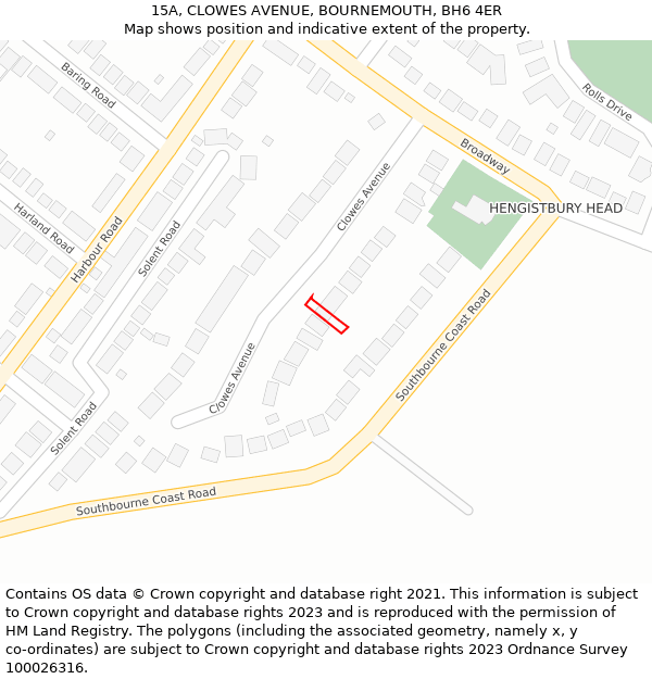 15A, CLOWES AVENUE, BOURNEMOUTH, BH6 4ER: Location map and indicative extent of plot