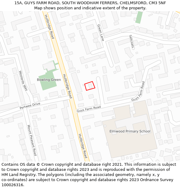 15A, GUYS FARM ROAD, SOUTH WOODHAM FERRERS, CHELMSFORD, CM3 5NF: Location map and indicative extent of plot