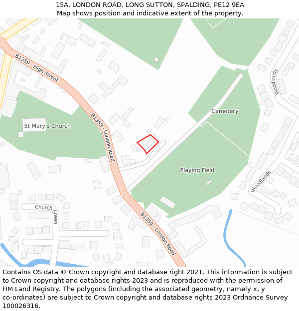 15A, LONDON ROAD, LONG SUTTON, SPALDING, PE12 9EA: Location map and indicative extent of plot