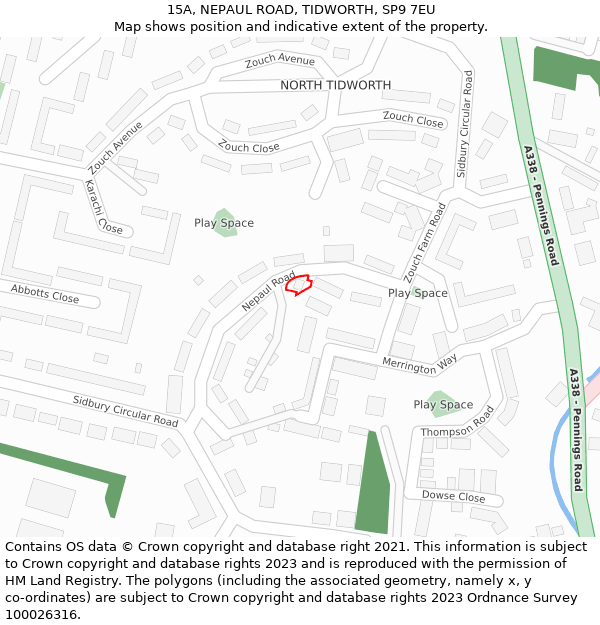 15A, NEPAUL ROAD, TIDWORTH, SP9 7EU: Location map and indicative extent of plot