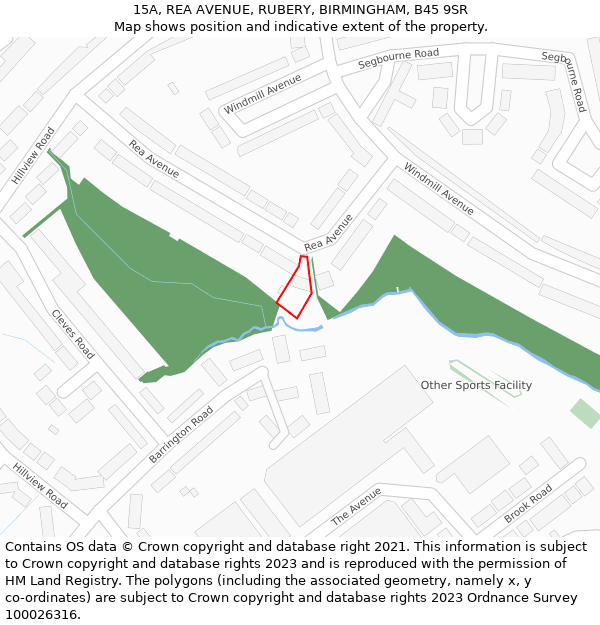 15A, REA AVENUE, RUBERY, BIRMINGHAM, B45 9SR: Location map and indicative extent of plot