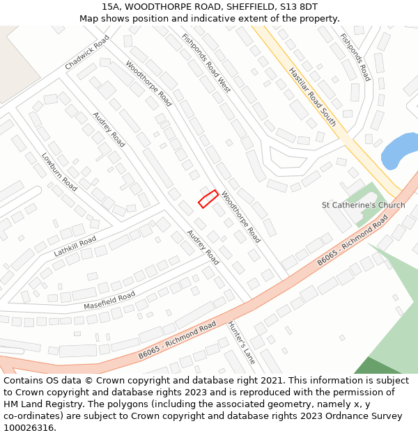 15A, WOODTHORPE ROAD, SHEFFIELD, S13 8DT: Location map and indicative extent of plot