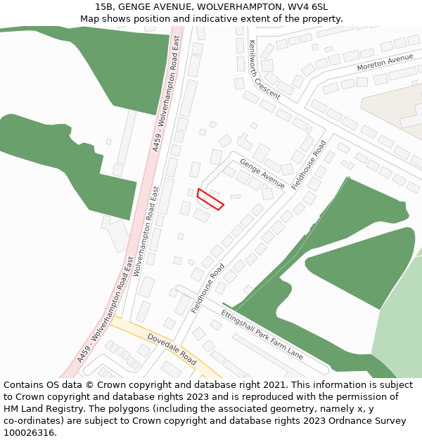 15B, GENGE AVENUE, WOLVERHAMPTON, WV4 6SL: Location map and indicative extent of plot