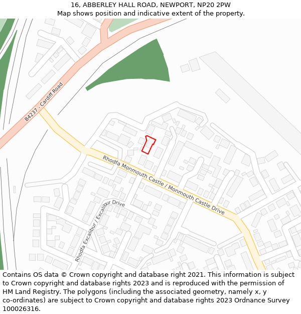16, ABBERLEY HALL ROAD, NEWPORT, NP20 2PW: Location map and indicative extent of plot