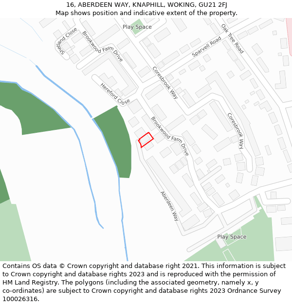 16, ABERDEEN WAY, KNAPHILL, WOKING, GU21 2FJ: Location map and indicative extent of plot