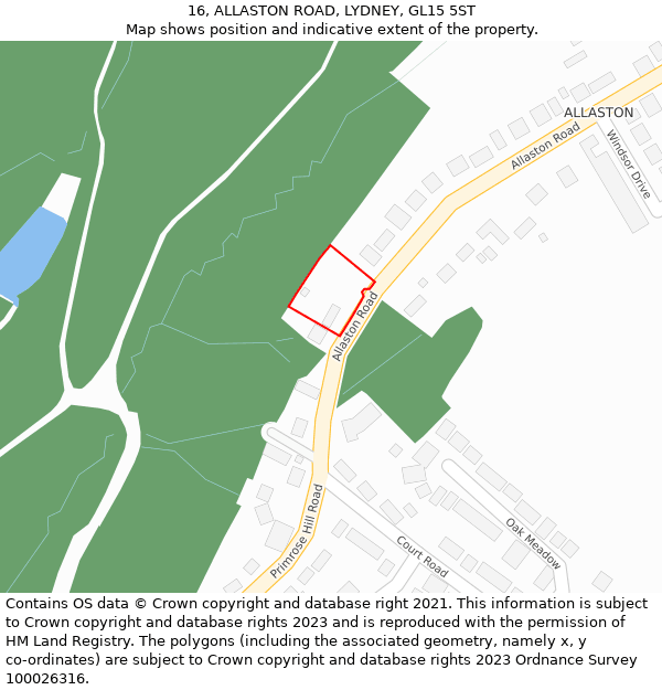 16, ALLASTON ROAD, LYDNEY, GL15 5ST: Location map and indicative extent of plot