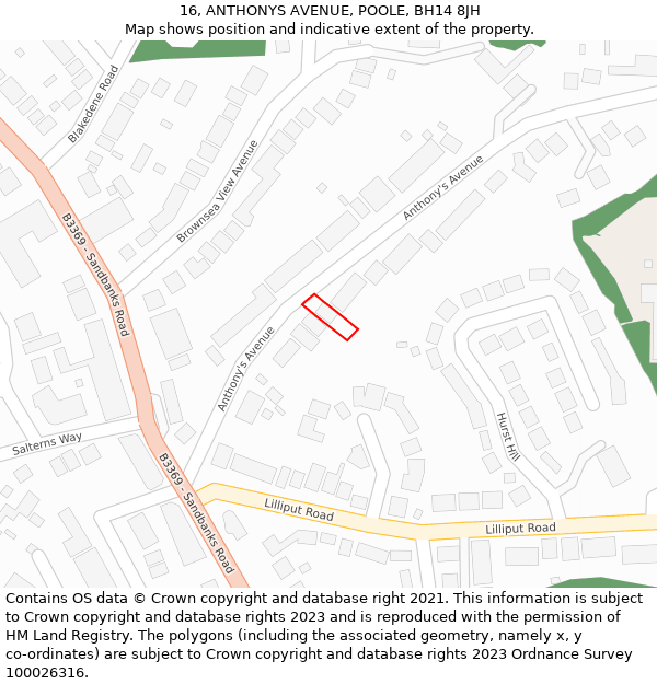 16, ANTHONYS AVENUE, POOLE, BH14 8JH: Location map and indicative extent of plot