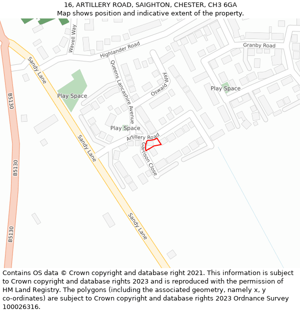 16, ARTILLERY ROAD, SAIGHTON, CHESTER, CH3 6GA: Location map and indicative extent of plot