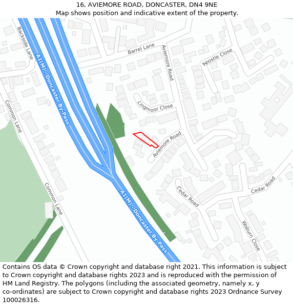 16, AVIEMORE ROAD, DONCASTER, DN4 9NE: Location map and indicative extent of plot