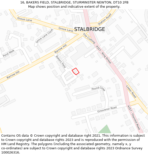 16, BAKERS FIELD, STALBRIDGE, STURMINSTER NEWTON, DT10 2FB: Location map and indicative extent of plot