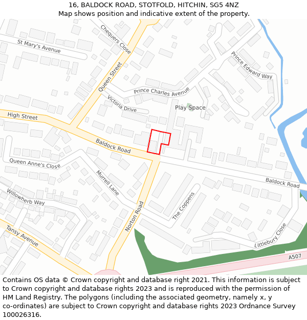 16, BALDOCK ROAD, STOTFOLD, HITCHIN, SG5 4NZ: Location map and indicative extent of plot