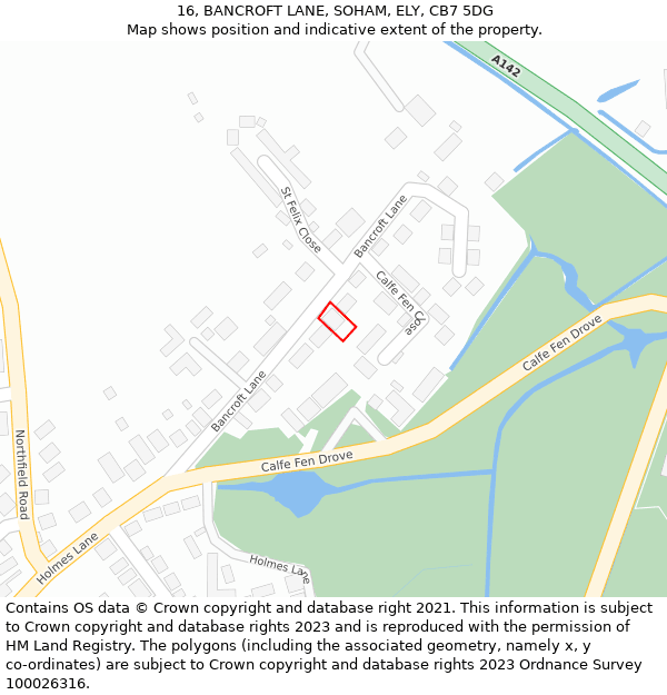 16, BANCROFT LANE, SOHAM, ELY, CB7 5DG: Location map and indicative extent of plot