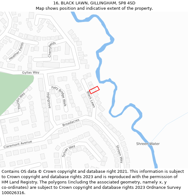 16, BLACK LAWN, GILLINGHAM, SP8 4SD: Location map and indicative extent of plot