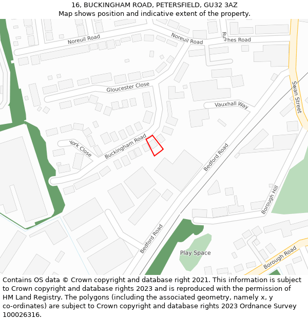 16, BUCKINGHAM ROAD, PETERSFIELD, GU32 3AZ: Location map and indicative extent of plot
