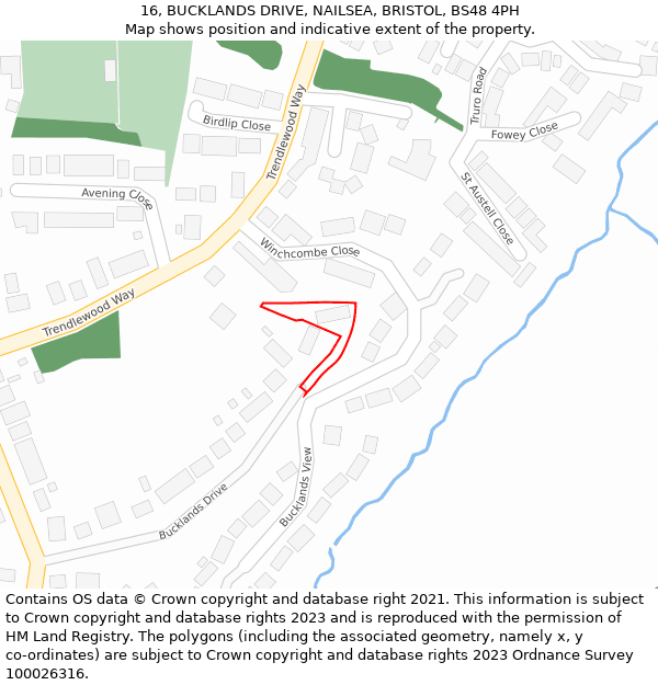 16, BUCKLANDS DRIVE, NAILSEA, BRISTOL, BS48 4PH: Location map and indicative extent of plot