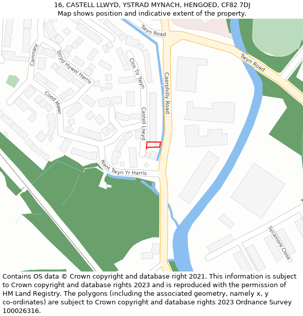 16, CASTELL LLWYD, YSTRAD MYNACH, HENGOED, CF82 7DJ: Location map and indicative extent of plot