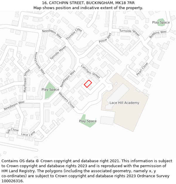 16, CATCHPIN STREET, BUCKINGHAM, MK18 7RR: Location map and indicative extent of plot