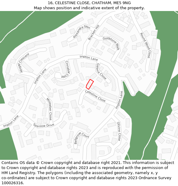 16, CELESTINE CLOSE, CHATHAM, ME5 9NG: Location map and indicative extent of plot