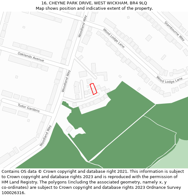 16, CHEYNE PARK DRIVE, WEST WICKHAM, BR4 9LQ: Location map and indicative extent of plot