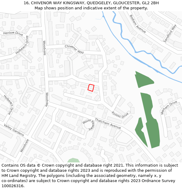 16, CHIVENOR WAY KINGSWAY, QUEDGELEY, GLOUCESTER, GL2 2BH: Location map and indicative extent of plot