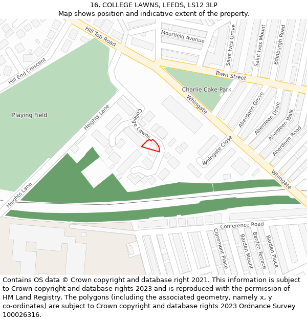 16, COLLEGE LAWNS, LEEDS, LS12 3LP: Location map and indicative extent of plot