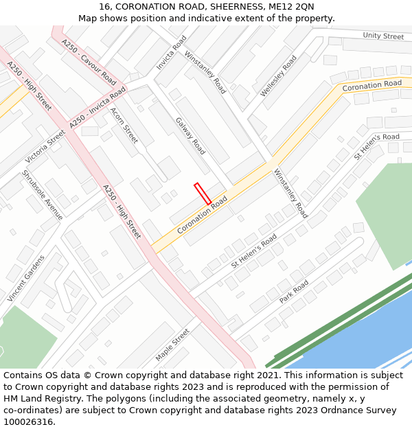 16, CORONATION ROAD, SHEERNESS, ME12 2QN: Location map and indicative extent of plot