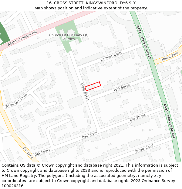 16, CROSS STREET, KINGSWINFORD, DY6 9LY: Location map and indicative extent of plot