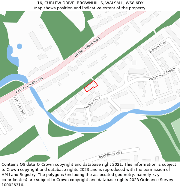 16, CURLEW DRIVE, BROWNHILLS, WALSALL, WS8 6DY: Location map and indicative extent of plot