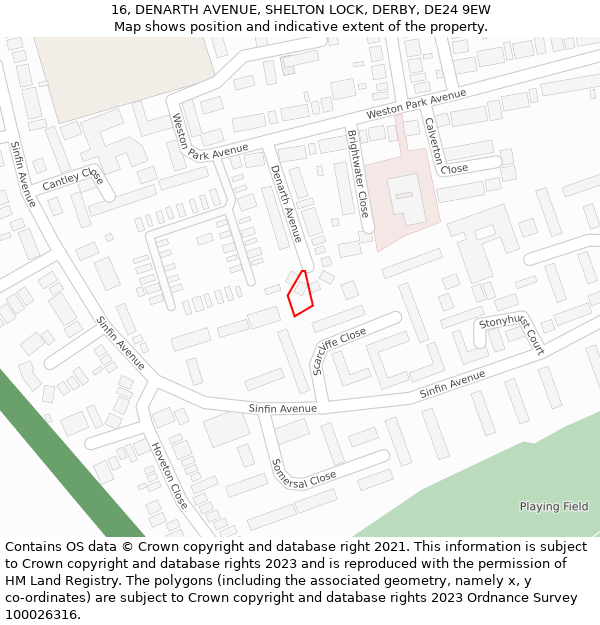 16, DENARTH AVENUE, SHELTON LOCK, DERBY, DE24 9EW: Location map and indicative extent of plot