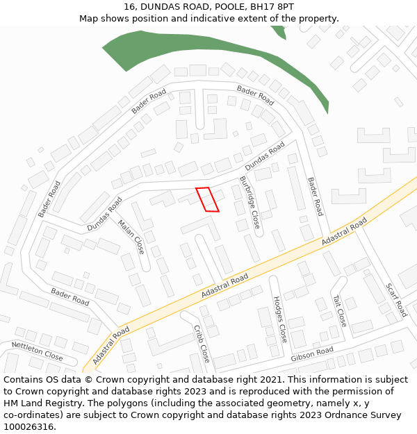16, DUNDAS ROAD, POOLE, BH17 8PT: Location map and indicative extent of plot