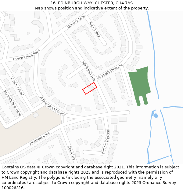 16, EDINBURGH WAY, CHESTER, CH4 7AS: Location map and indicative extent of plot