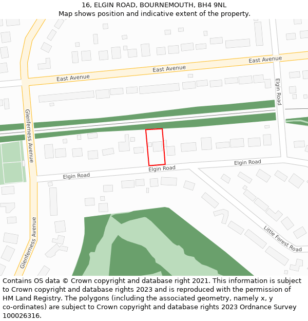 16, ELGIN ROAD, BOURNEMOUTH, BH4 9NL: Location map and indicative extent of plot