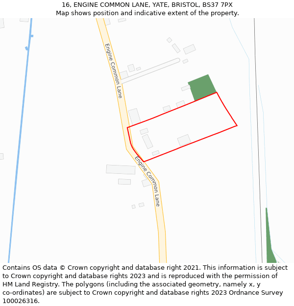 16, ENGINE COMMON LANE, YATE, BRISTOL, BS37 7PX: Location map and indicative extent of plot