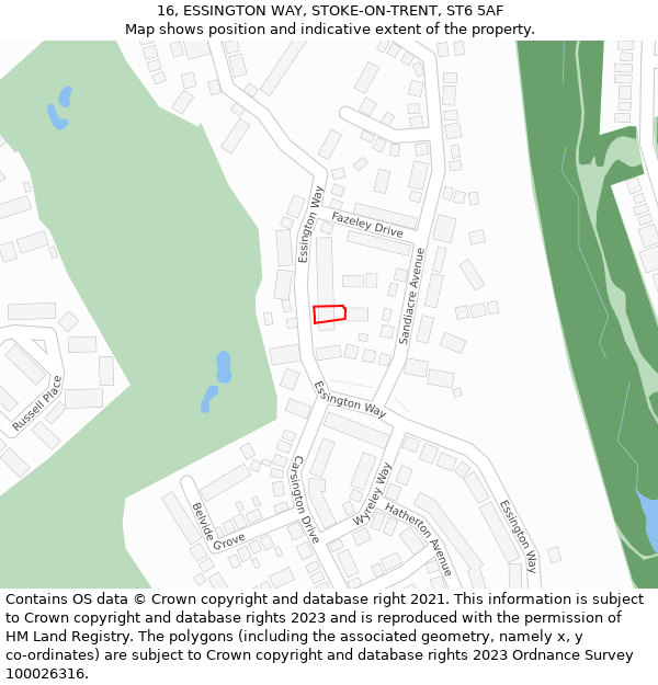 16, ESSINGTON WAY, STOKE-ON-TRENT, ST6 5AF: Location map and indicative extent of plot