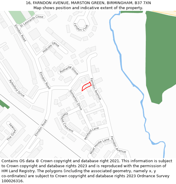 16, FARNDON AVENUE, MARSTON GREEN, BIRMINGHAM, B37 7XN: Location map and indicative extent of plot