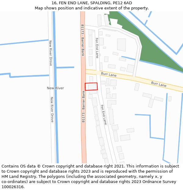 16, FEN END LANE, SPALDING, PE12 6AD: Location map and indicative extent of plot