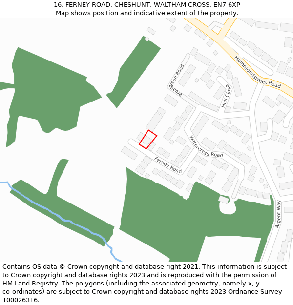 16, FERNEY ROAD, CHESHUNT, WALTHAM CROSS, EN7 6XP: Location map and indicative extent of plot